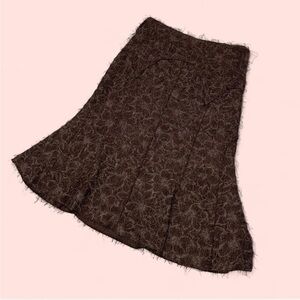 Vintage Brown Textured Midi Skirt